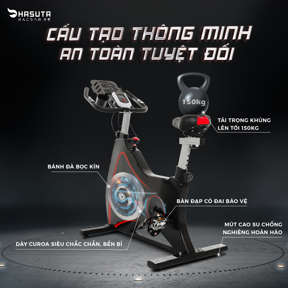 Xe Đạp Tập Thể Dục Nhật Bản Tại Nhà HASUTA HEB-812 Thiết Kế Phù Hợp Mọi Lứa Tuổi - Hàng Chính Hãng