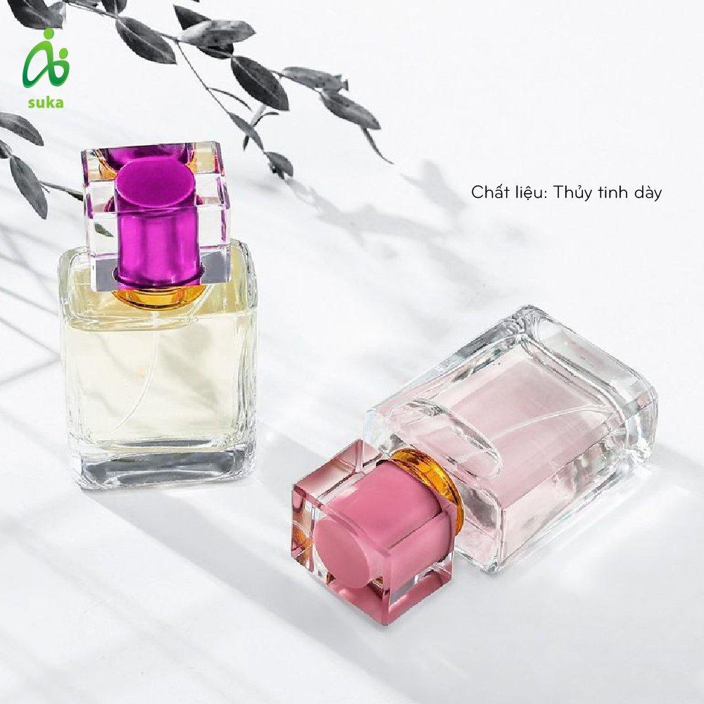Vỏ lọ chiết, lưu trữ nước hoa thủy tinh dung tích 30ml nắp chữ nhật SK