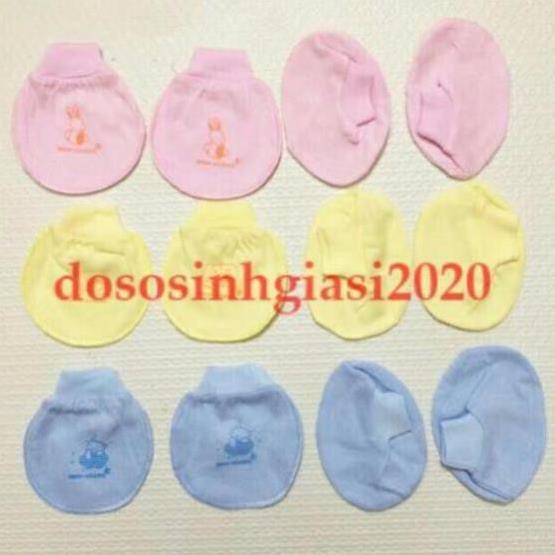 Bao tay chân cho bé-Set 5 đôi bao tay chân Màu bo MH cho bé sơ sinh