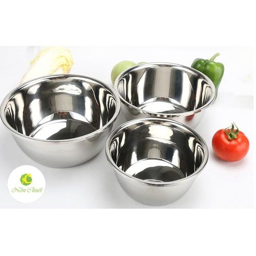 Thau Đựng Hoa Quả Inox Sáng Bóng Dày Đẹp Đủ Kích Thước 20, 22, 24, 26, 28, 30cm