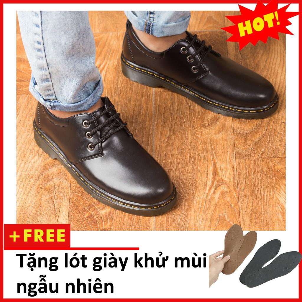 Giày Boot Nam Ngắn Cổ Da Trơn Đen Đế Có Khâu Chắc Chắn - M353-DEN