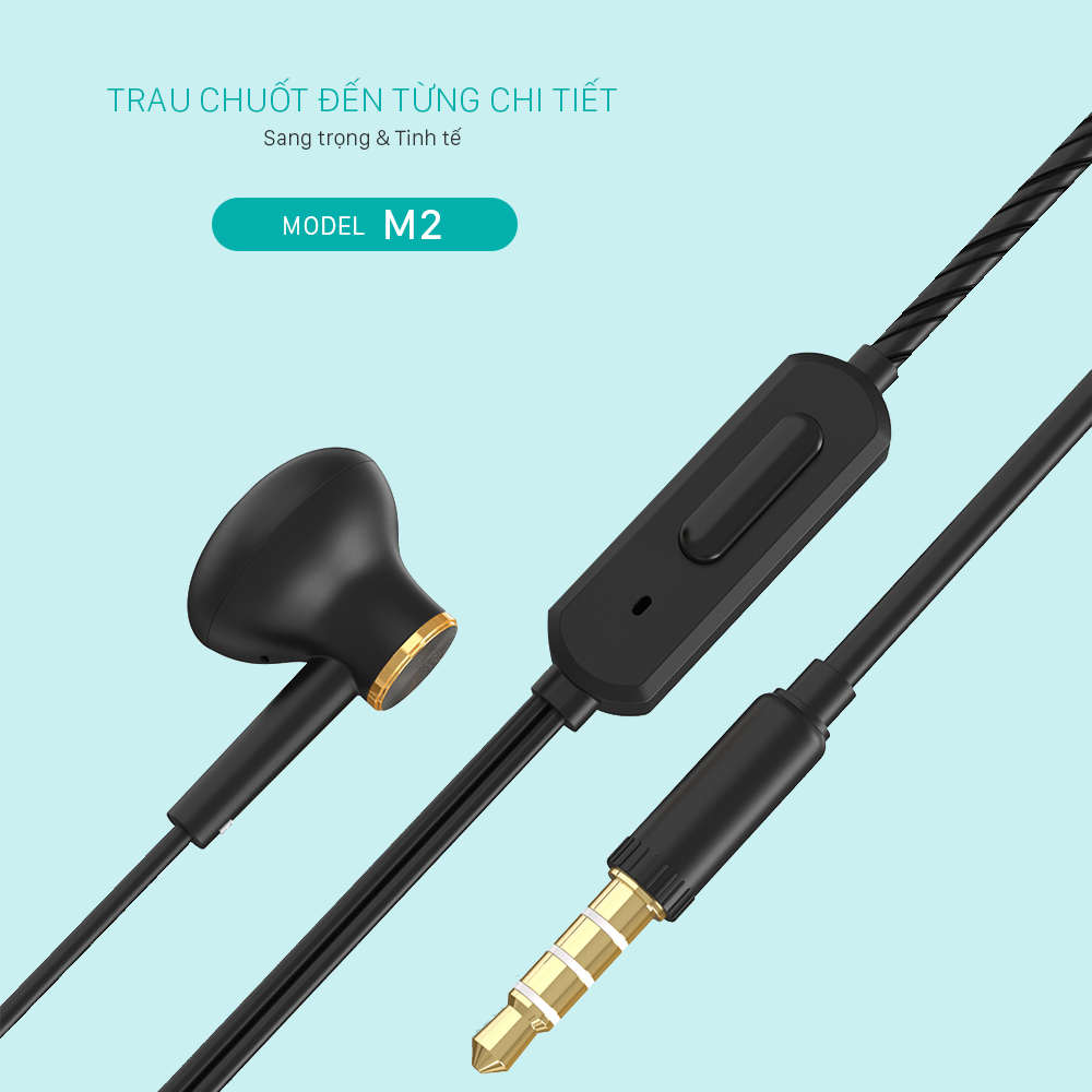 Tai nghe JUYUPU M2 jack 3.5mm nhét tai chống ồn chống rối tai nghe có dây dành cho iPhone Samsung OPPO VIVO HUAWEI XIAOMI - HÀNG CHÍNH HÃNG