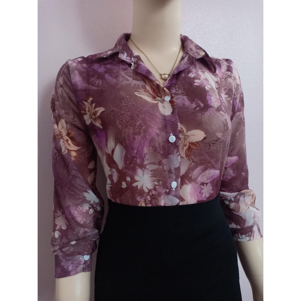 Áo sơ mi nữ họa tiết A 4115 đủ size 40-90kg