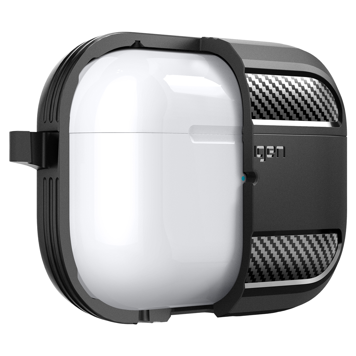 Ốp Spigen Rugged Armor cho Airpod Pro 2 - Thiết kế chính xác, chống sốc, móc khoá tiện lợi - Hàng chính hãng