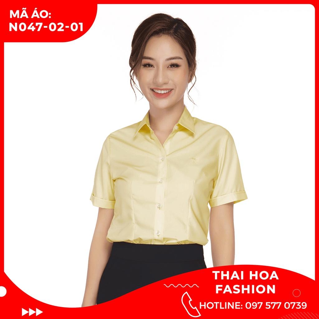 ÁO SƠ MI NỮ THÁI HÒA PHONG CÁCH CÔNG SỞ N047-02-01 MÀU VÀNG NGẮN TAY