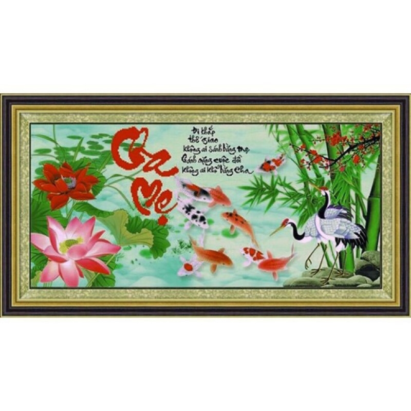 Tranh đính đá Cha Mẹ  chưa đính