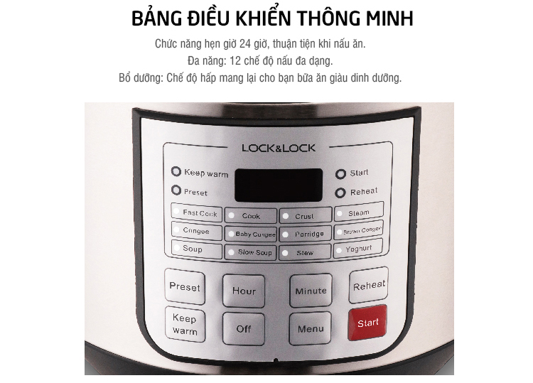 Nồi Cơm Điện Tử Lock&amp;Lock EJR151 (1.8 Lít) - Đen - Hàng chính hãng