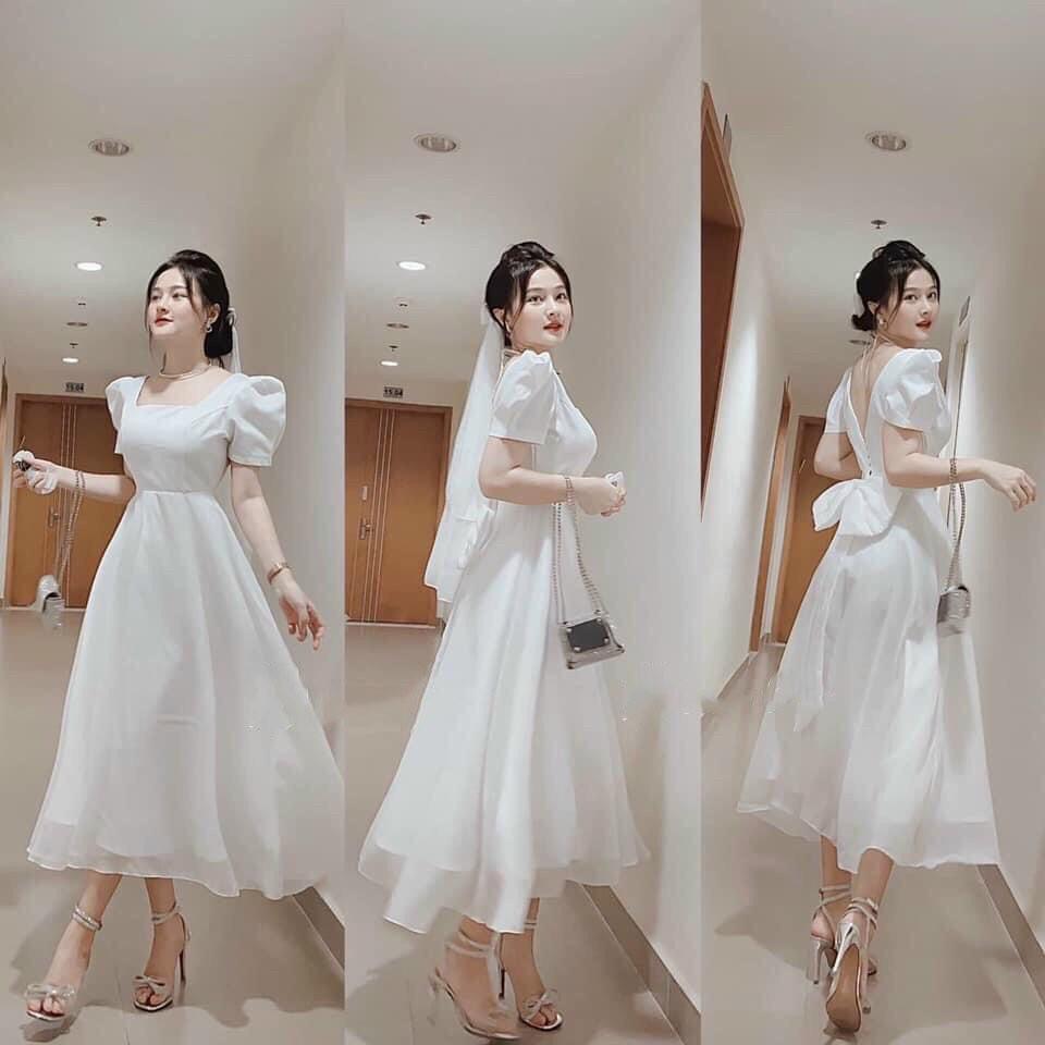 Đầm xòe nơ eo dự tiệc cực sang BY8283