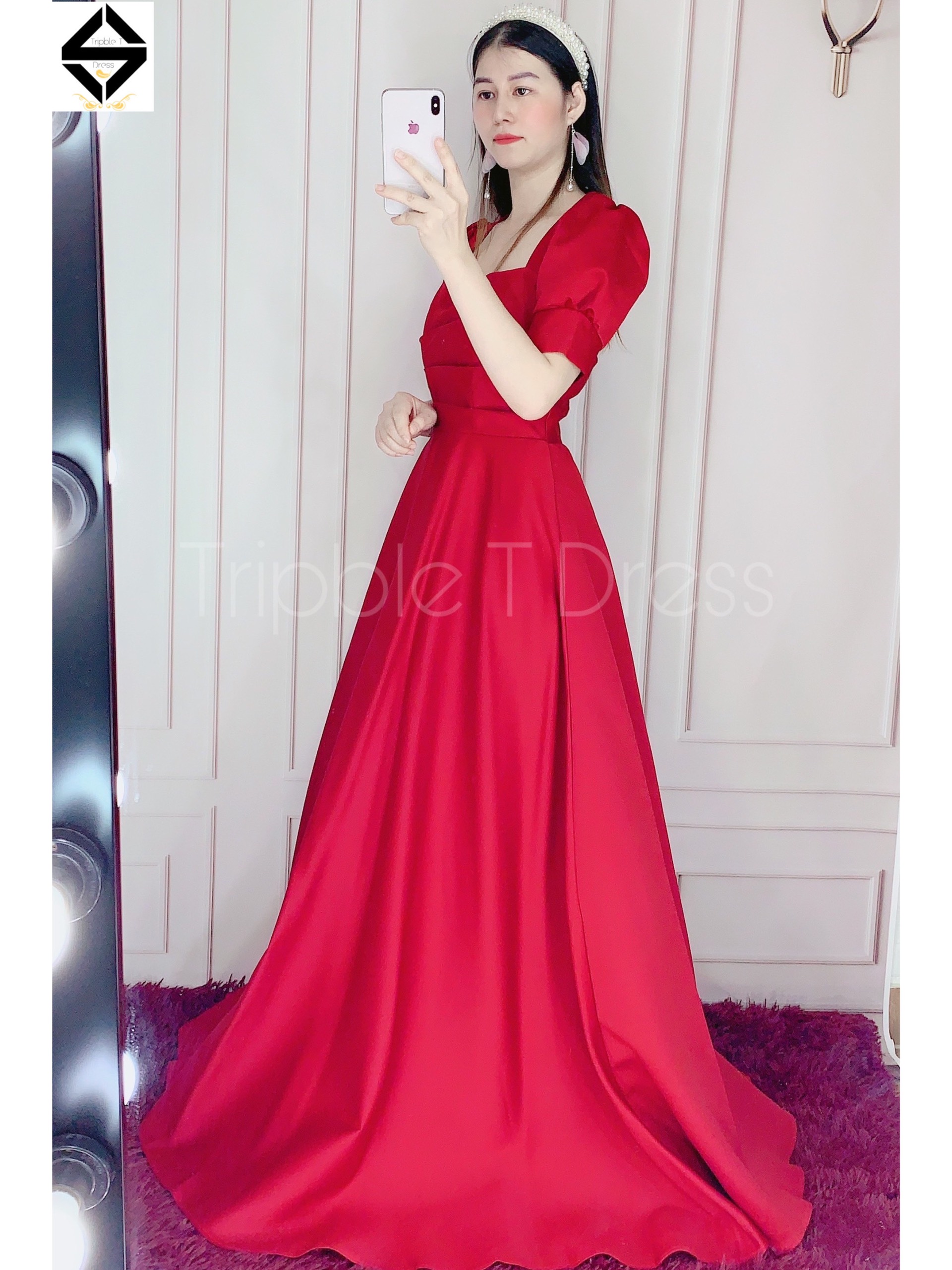 Đầm maxi dự tiệc mặc cưới siêu xinh TRIPBLE T DRESS - size M/L ( ảnh/video thật) MS161Y