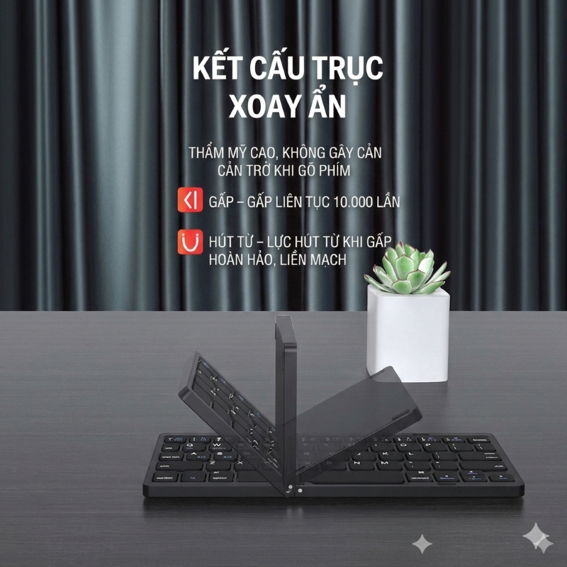 Bàn phím Gấp gọn mini không dây Bluetooth B89 - pin sạc TypeC cho PC Laptop điện thoại máy tính bảng hàng nhập khẩu