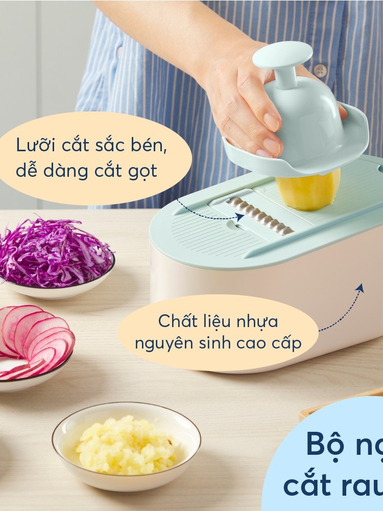 Bộ Nạo Cắt Rau Củ Quả Đa Năng YOKO Có Nhiều Lưỡi Thay Thế - Hàng chính hãng Inochi ( Tặng kèm khăn lau PaKaSa)