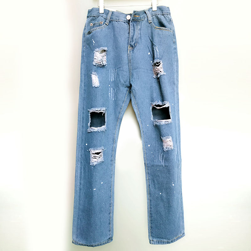 Quần Jeans Nữ Dài Rách Gối Kiểu Dáng Baggy Thời Trang Hàn Quốc