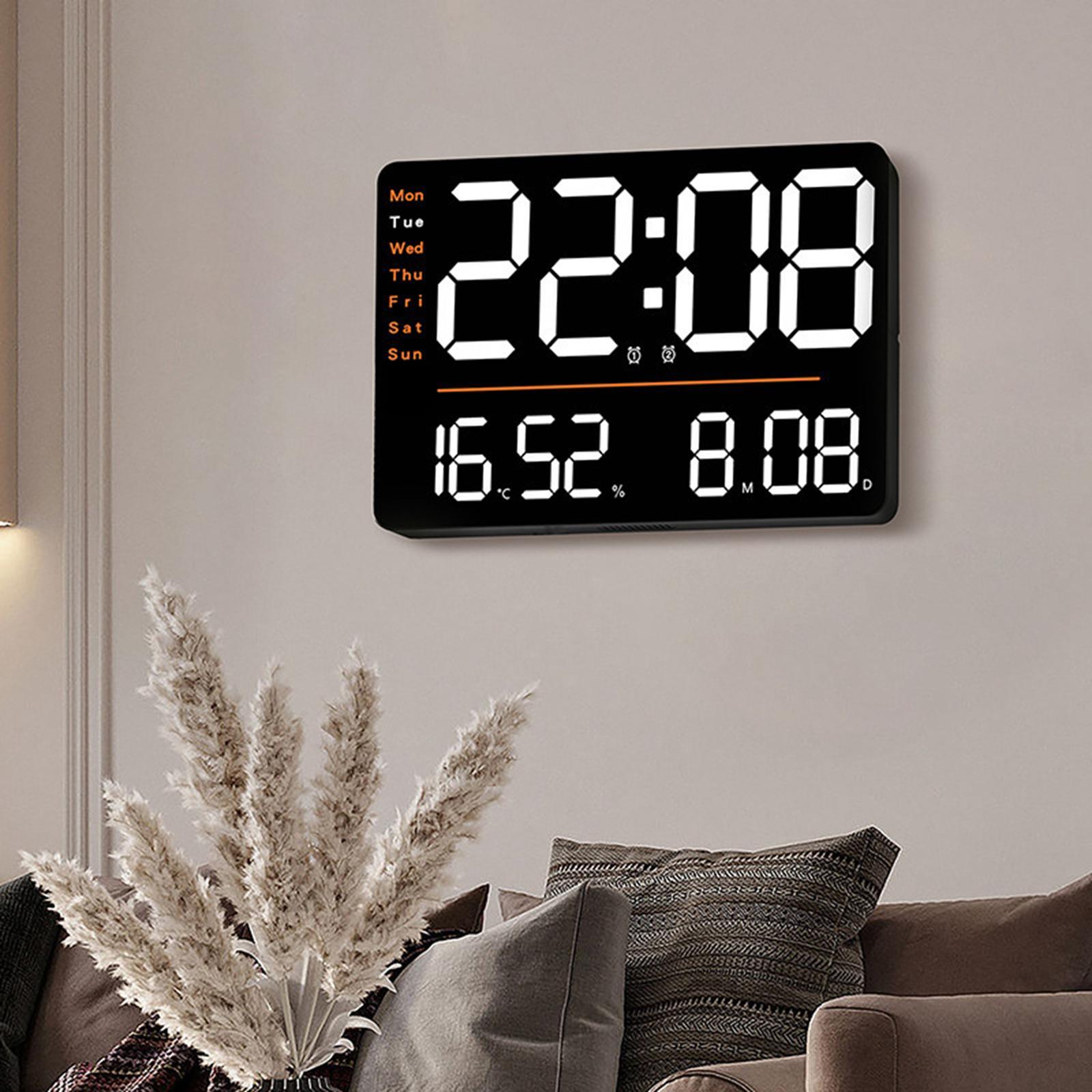 Digital Wall Clock Large Display Big Clock Wall Decor Decorations Rectangle Alarm Clock with Date LED Wall Clock for Bedroom