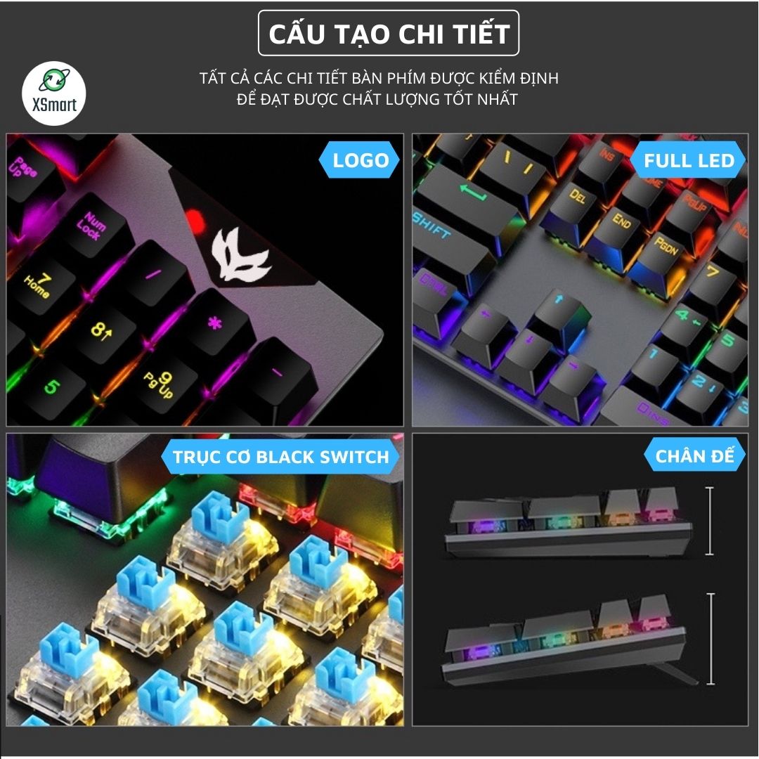 Bàn Phím Cơ Gaming XSmart K1 RED Switch 20 Chế Độ LED Màu Cực Đẹp Chơi Mọi Tựa Game Trên Máy Tính Laptop PC - Hàng Chính Hãng