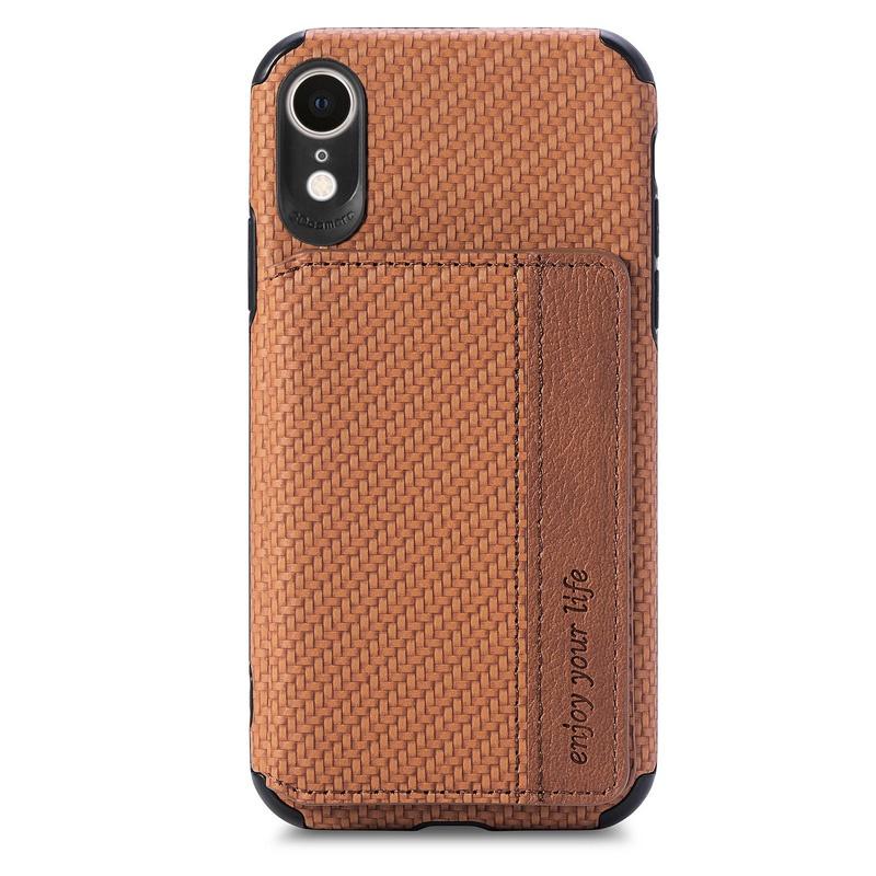 Ốp điện thoại TPU mềm họa tiết dệt thoi có ngăn đựng thẻ cho iPhone 7 Plus 8 Plus SE X XR XS MAX