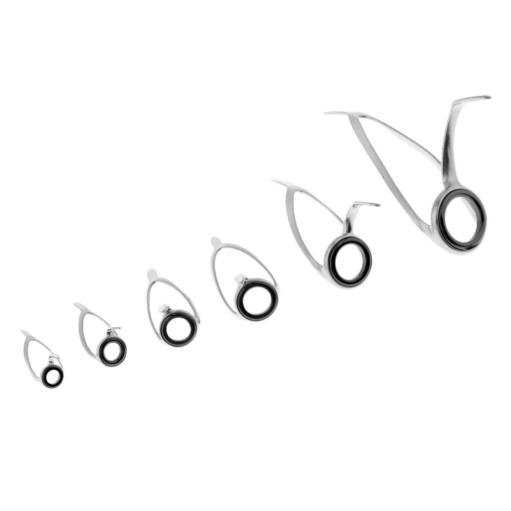 6Pcs Fishing Rod Guides Ring Eye Rings Double Leg Mixed Sizes Rod Repair Kit