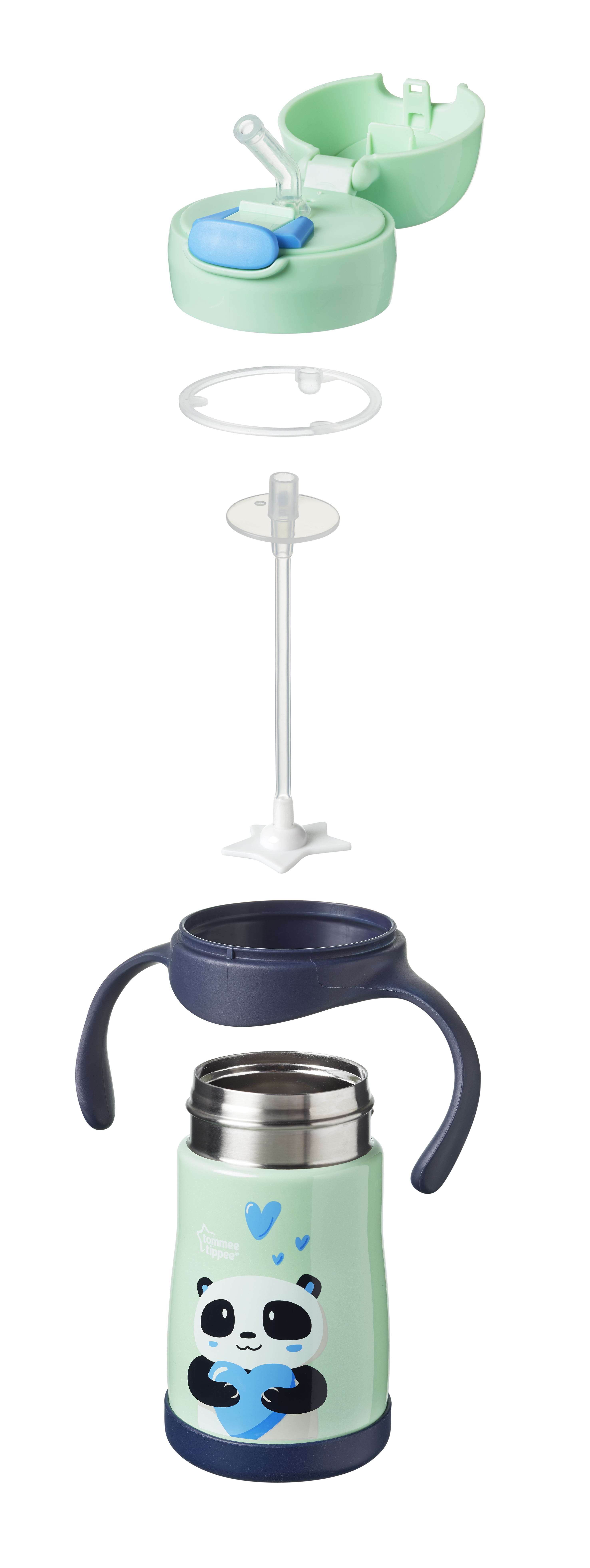 Bình uống nước Inox giữ nhiệt có ống hút và tay cầm cho bé Tommee Tippee 280ml từ 12 tháng