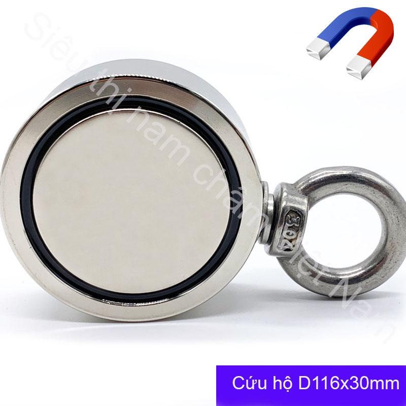 Nam châm cứu hộ đa năng D116x30MM, nam châm siêu mạnh chuyên hút đồ dưới sông tối đa 790kg