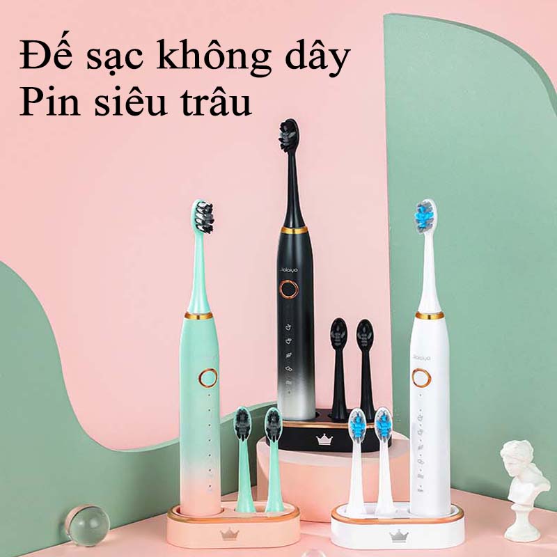 Bàn Chải Đánh Răng Điện JIALAIYA 5 in 1 Cao Cấp Tẩy Trắng Răng Máy Đánh Răng Lông Mềm Cho Bé