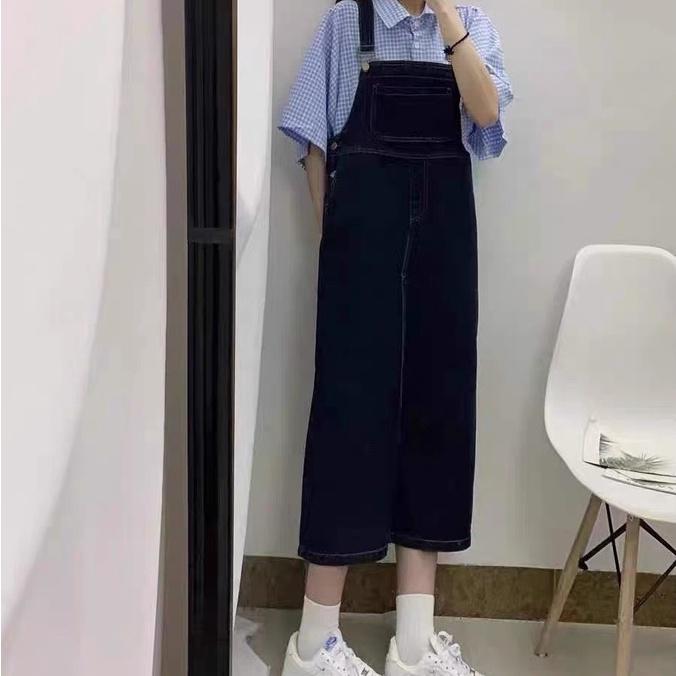 Váy yếm jean phong cách, váy yếm jean hai màu đen xanh_y2