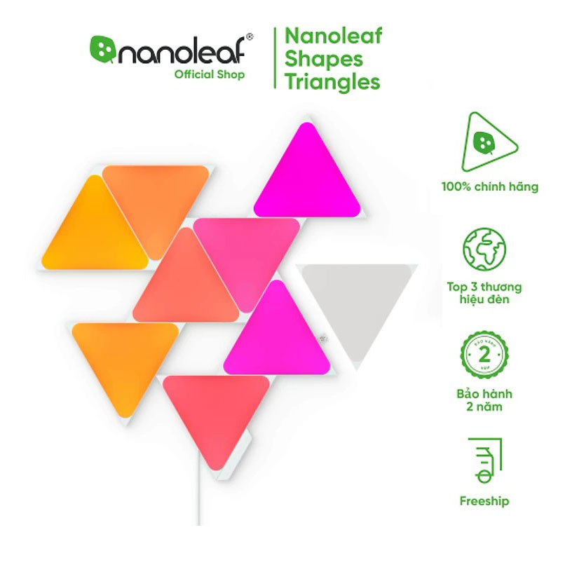 Đèn thông minh Nanoleaf Shapes Tam Giác Triangle Starter Kit 9  ô đèn (Bộ khởi động)  - Hàng Chính Hãng