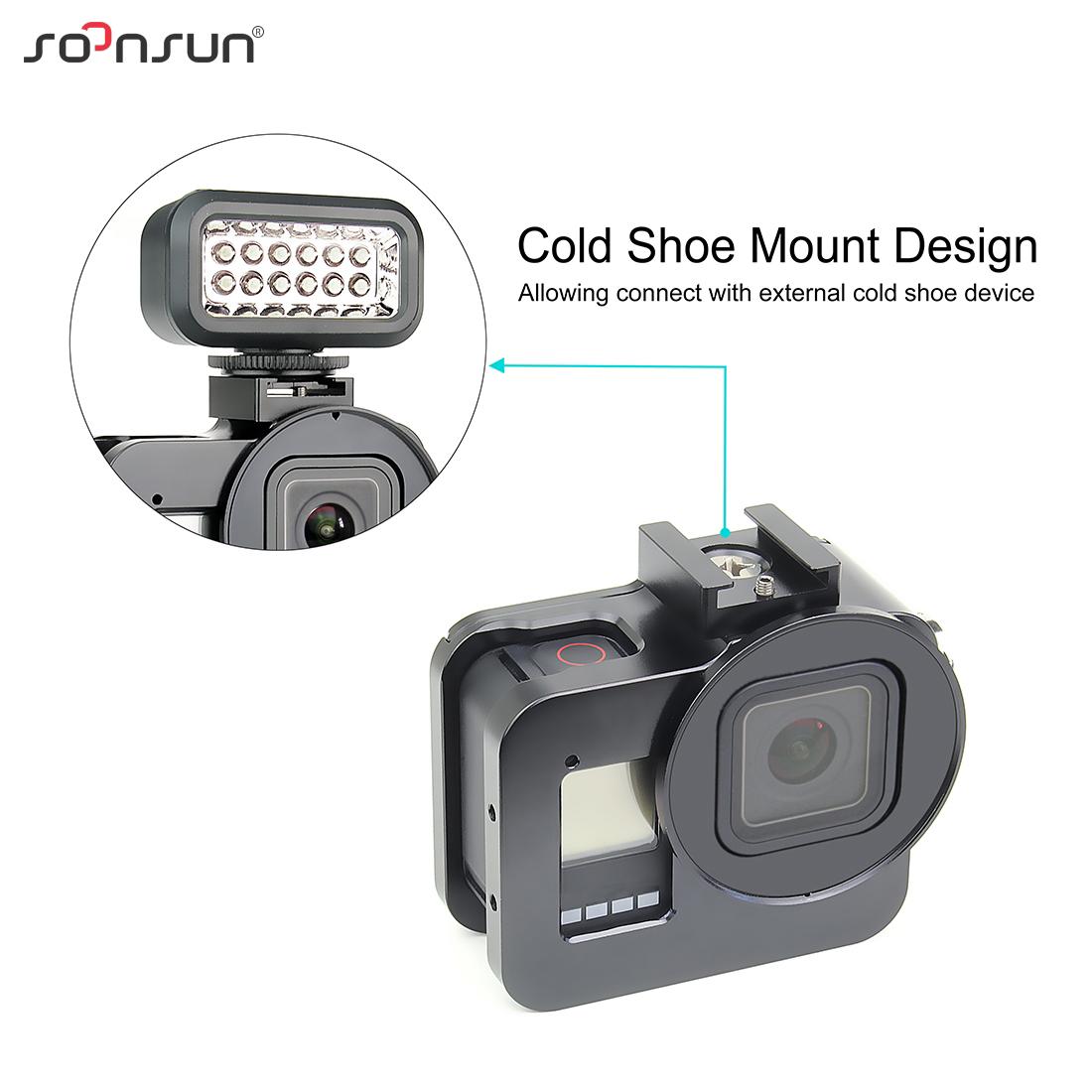SOONSUN Nhôm Ốp Lưng Bảo Vệ Cho GoPro Hero 8 Đen Camera Khung Kim Loại Gắn Nhà Ở Vỏ Lồng Bộ Đi Pro 8 phụ Kiện