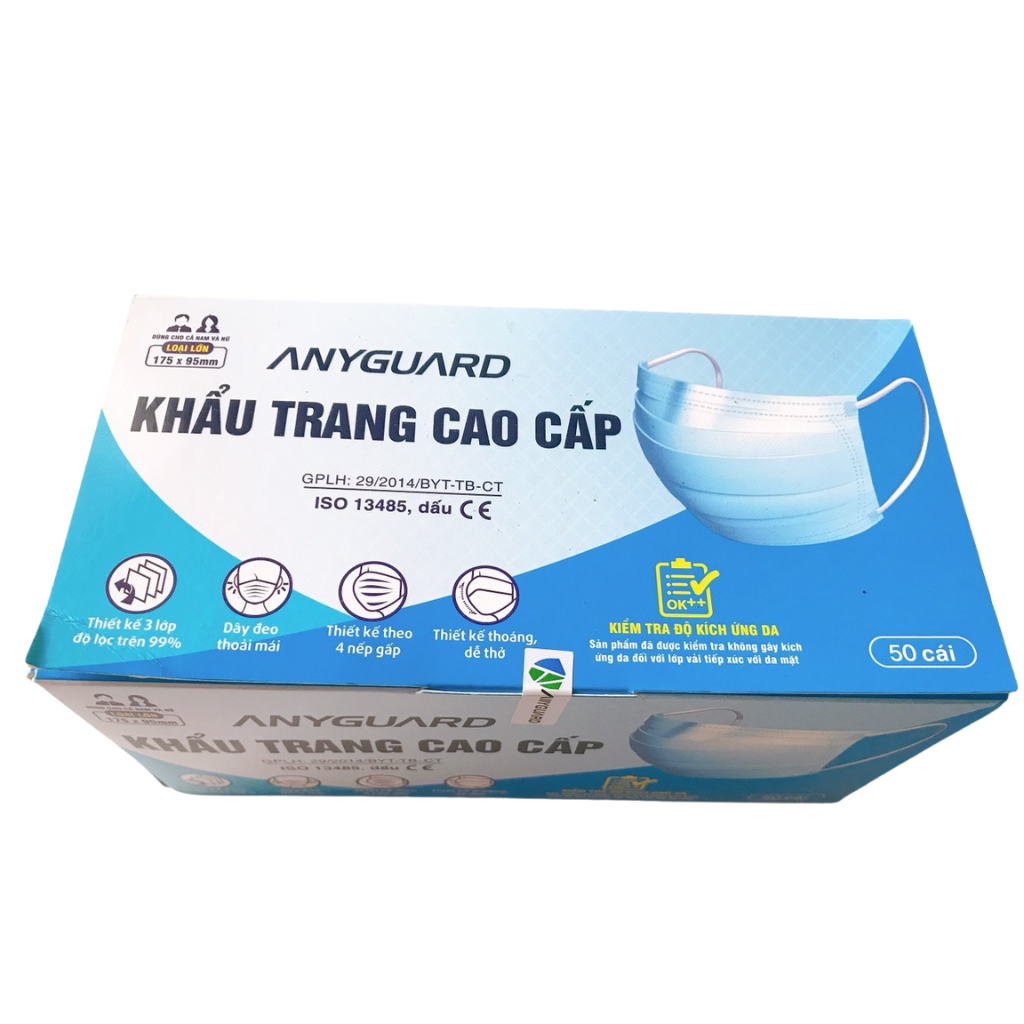 Khẩu trang y tế cao cấp ANYGUARD , Hộp 50 cái