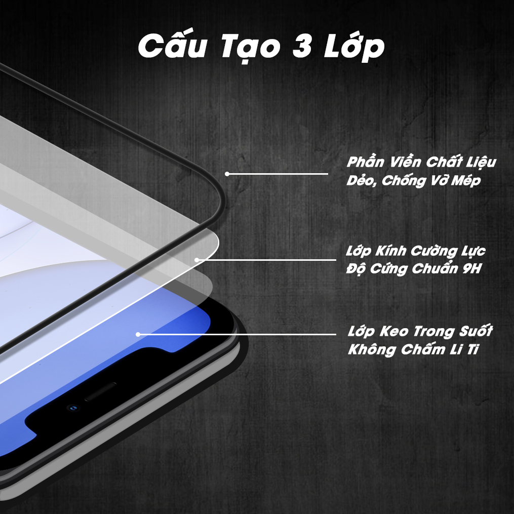 Cường Lực 2 in 1 Chống Nhìn Trộm Chống Vỡ Mép Dành Cho iPhone 13 / 12 Pro Max 11 / 11Pro /11 ProMax / XR / XS / XS Max/ 7 8 Plus - Handtown - Hàng Chính Hãng