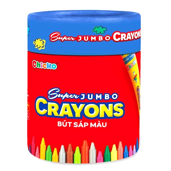 Bút Sáp Màu Chicko Super Jumbo Crayons (Hộp Tròn) - 18 Màu - DK3305-18