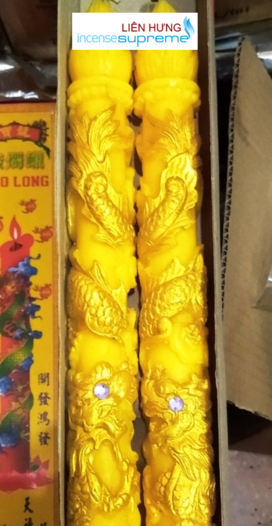 1 đôi đèn cầy chạm rồng 50cm