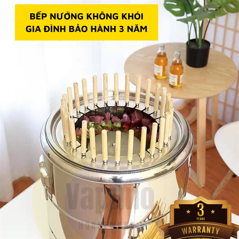 Bếp Nướng Than Không Khói, Chất Liệu Inox Cao Cấp Không Gỉ, Gọn Gàng, Tiện Lợi - Hàng Chính Hãng