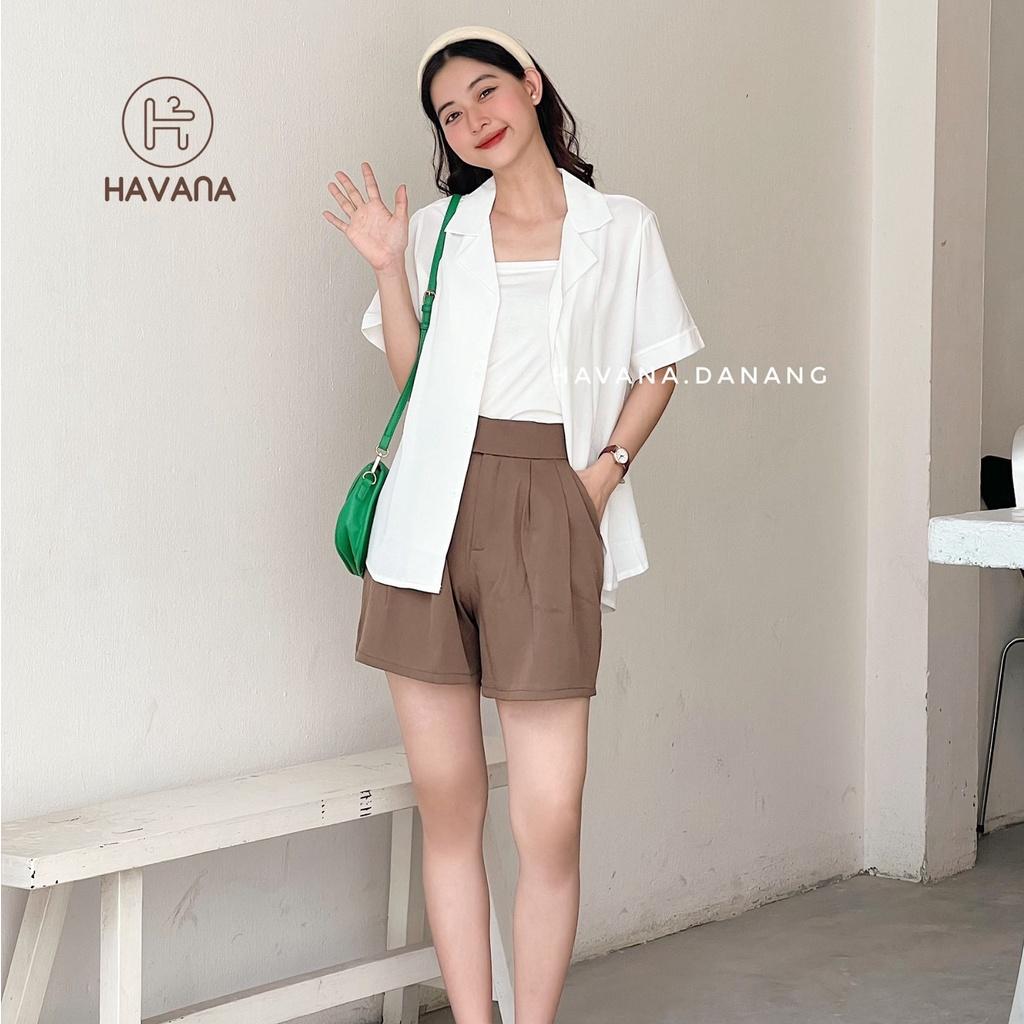 Áo blazer ngắn tay trơn, blazer lụa cộc tay basic phong cách Hàn Quốc