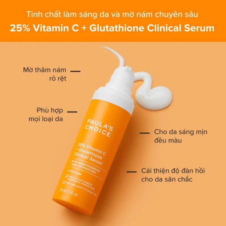 [PAULA'S CHOICE] Tinh Chất Làm Sáng Da Và Mờ Thâm Chuyên Sâu 25% Vitamin C + Glutathione Clinical Serum 30ml (Mã 1490)