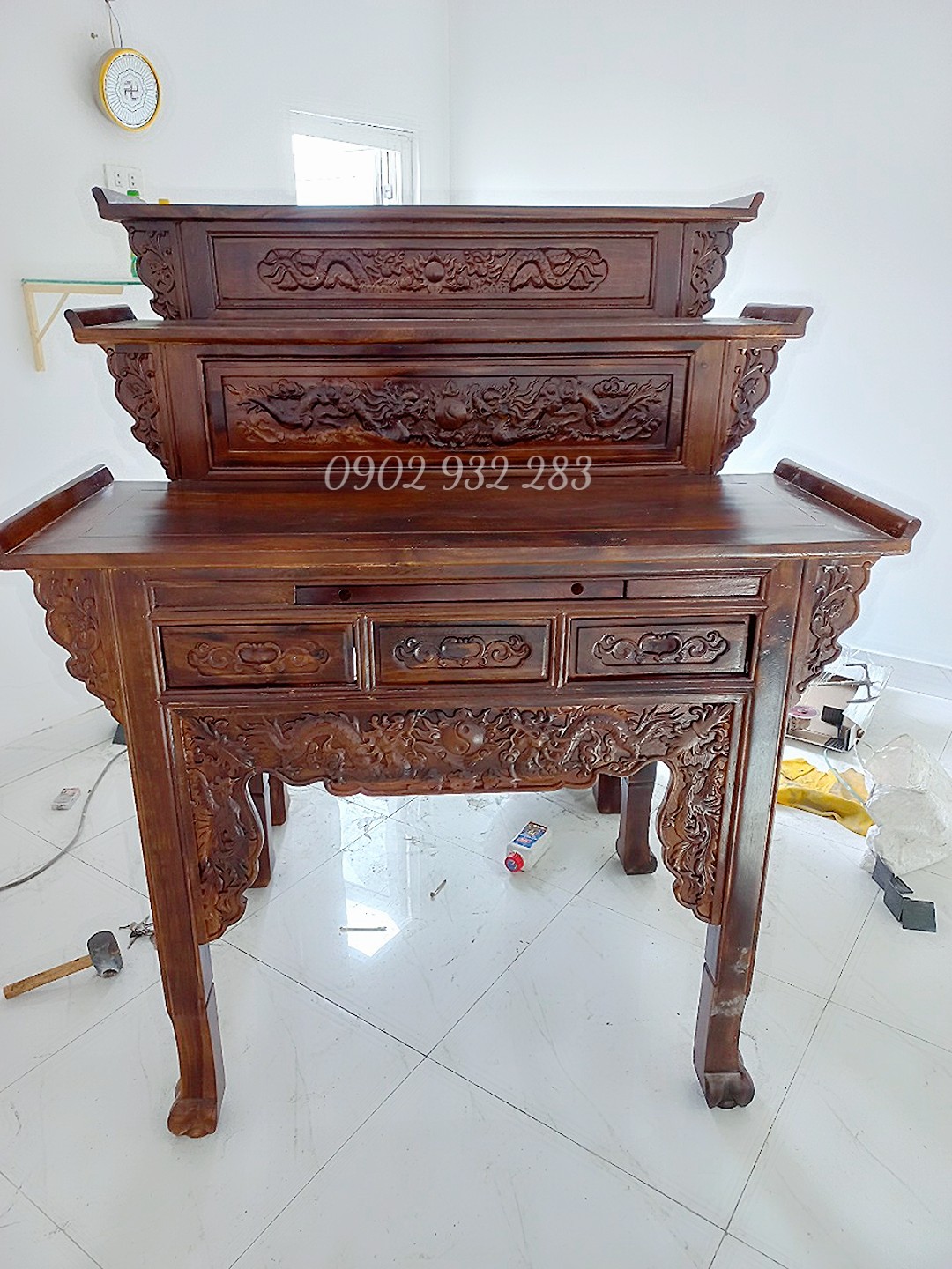 Bàn thờ 3 tầng ngang 1m27 cao 1m54 sâu 1m07