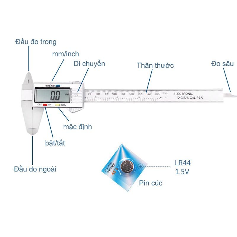 Thước đo kẹp điện tử 0-150mm bằng nhựa