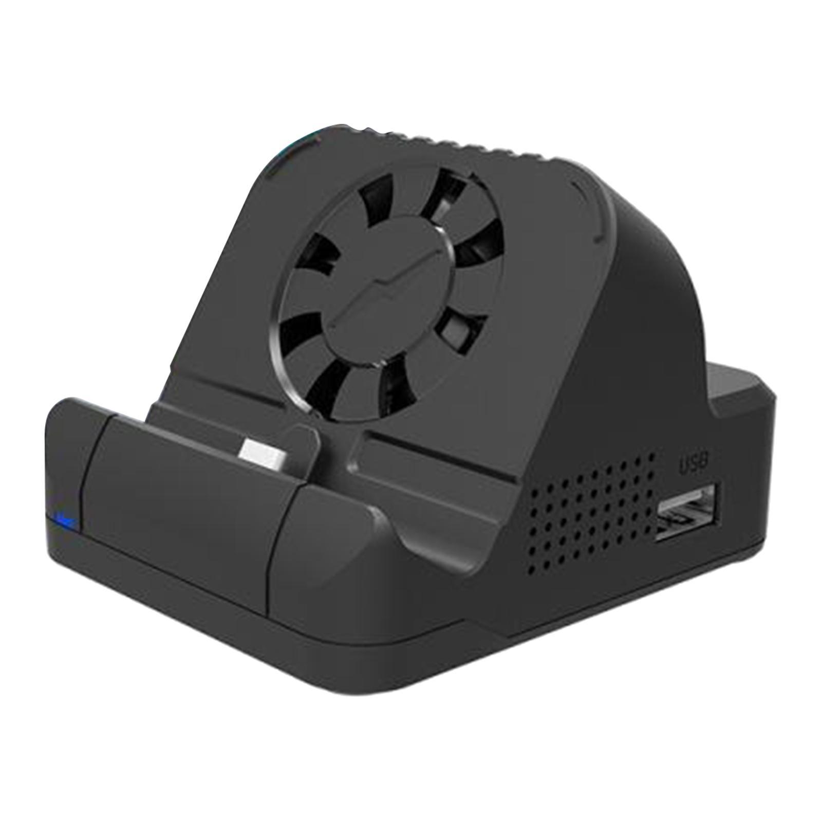 Portable TV Converter Adapter Charging Dock Charger & Cooling Fan Black
