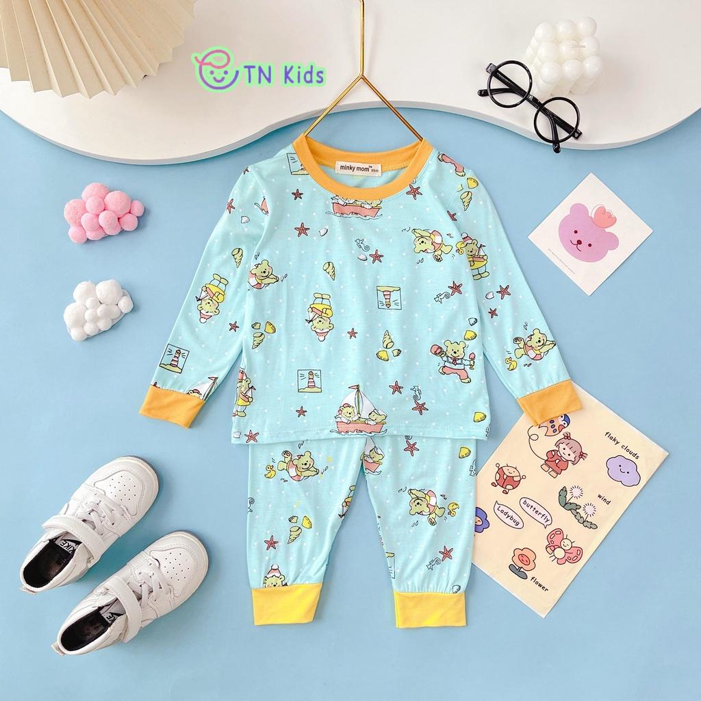 Bộ Dài Tay Thun Lạnh In Toàn Thân Viền Màu Mềm Mịn Thoáng Mát Hàng Chuẩn Loại 1 cho bé trai bé gái