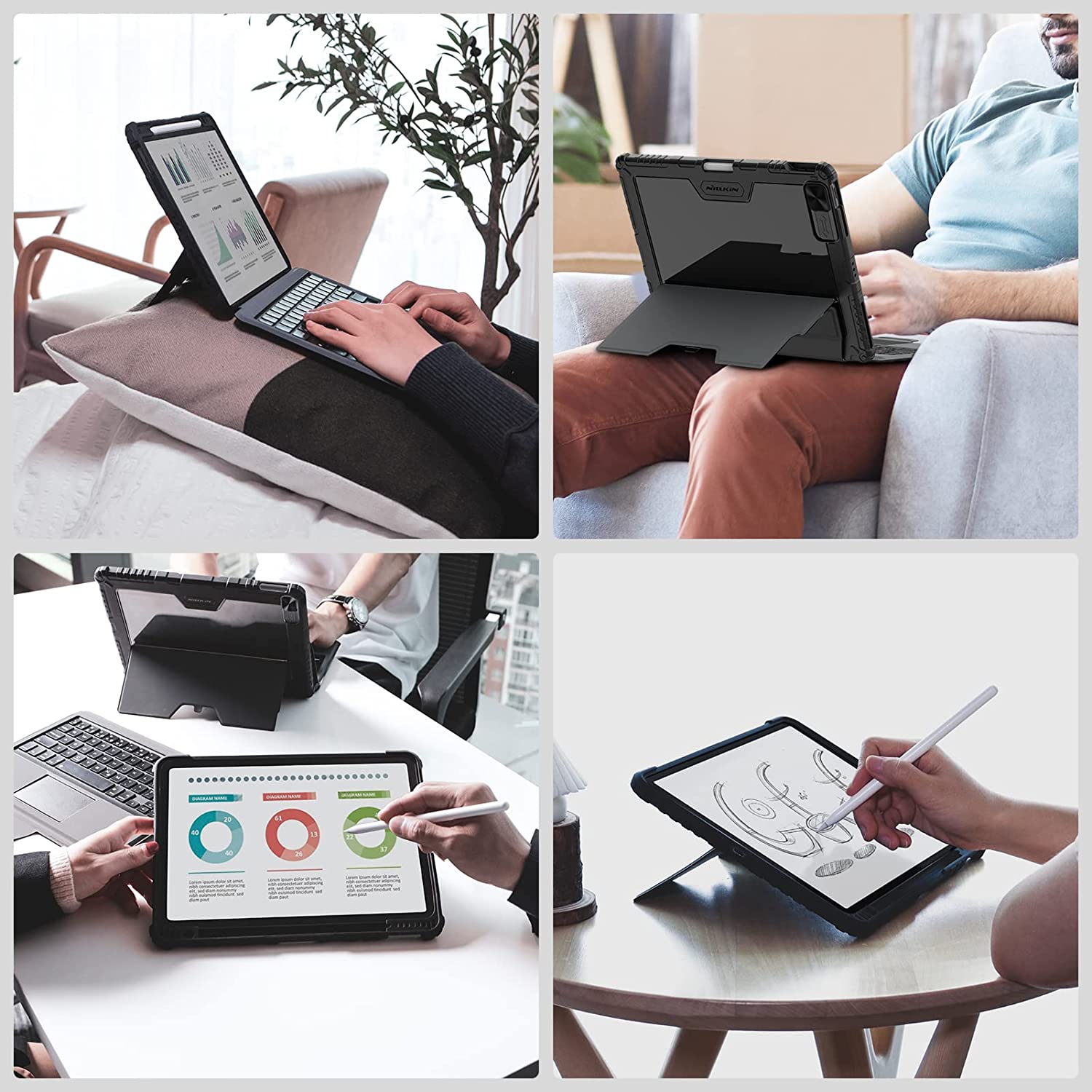 Bao Da Kèm Bàn Phím cho iPad Pro 11 & iPad Pro 12.9 inch 2020/2021/2022 Nillkin Bumper Combo Case Keyboard (Có khe cắm bút Apple Pencil) - Hàng Chính Hãng