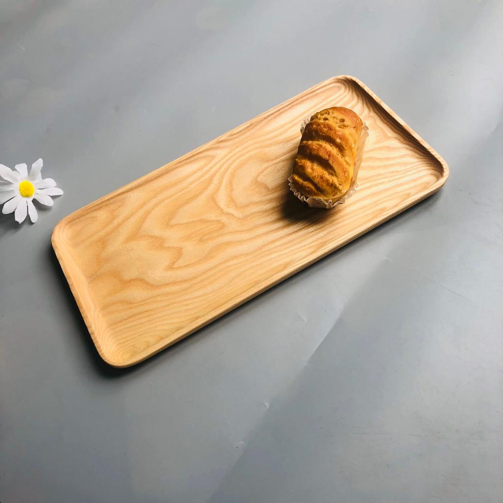 Khay/Đĩa Gỗ Đựng Đồ Ăn, Decor Hình Chữ Nhật 36x18 cm Chất Liệu Gỗ Tần Bì Xinh Xắn