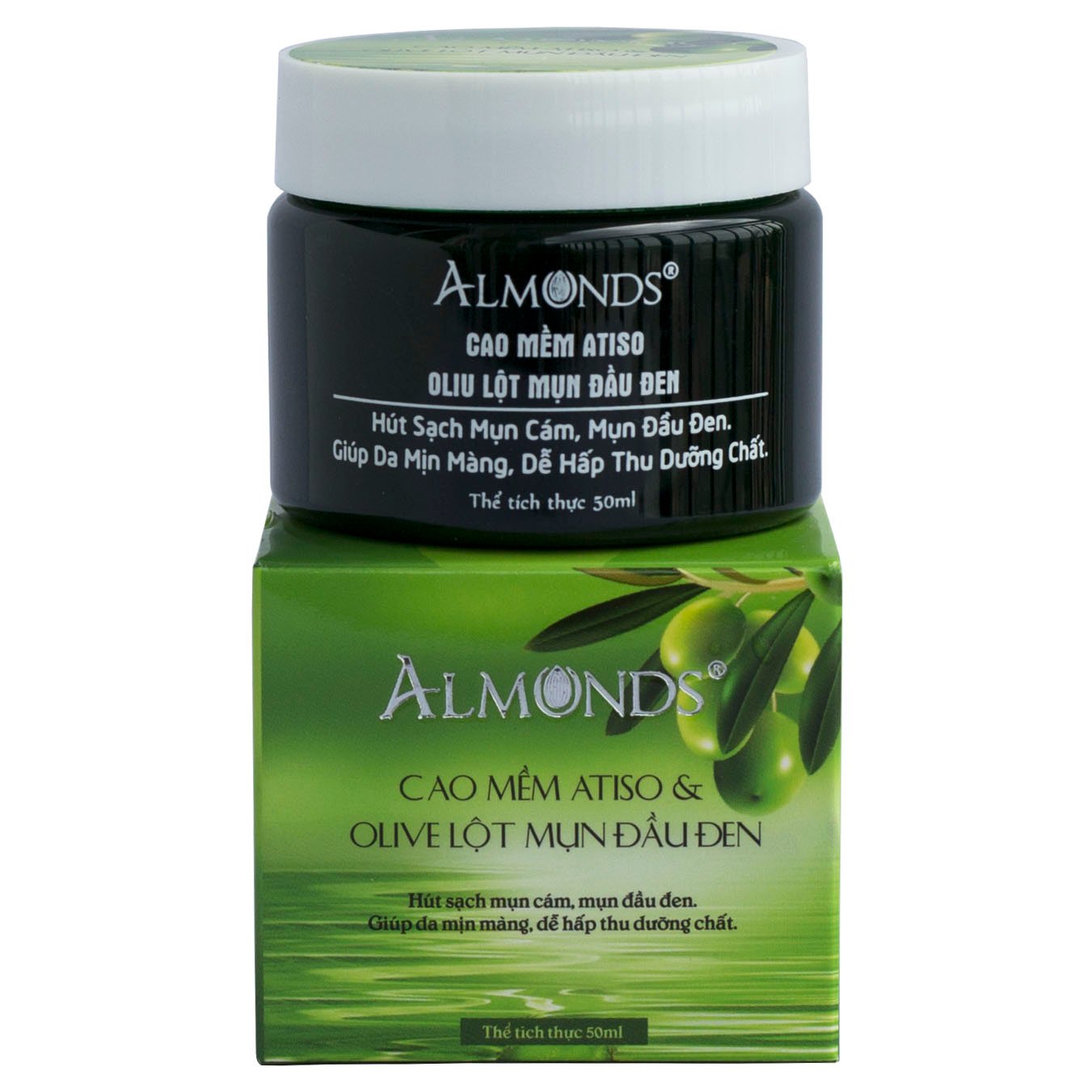 Cao mềm atiso và olive lột mụn đầu đen Almonds 50ml