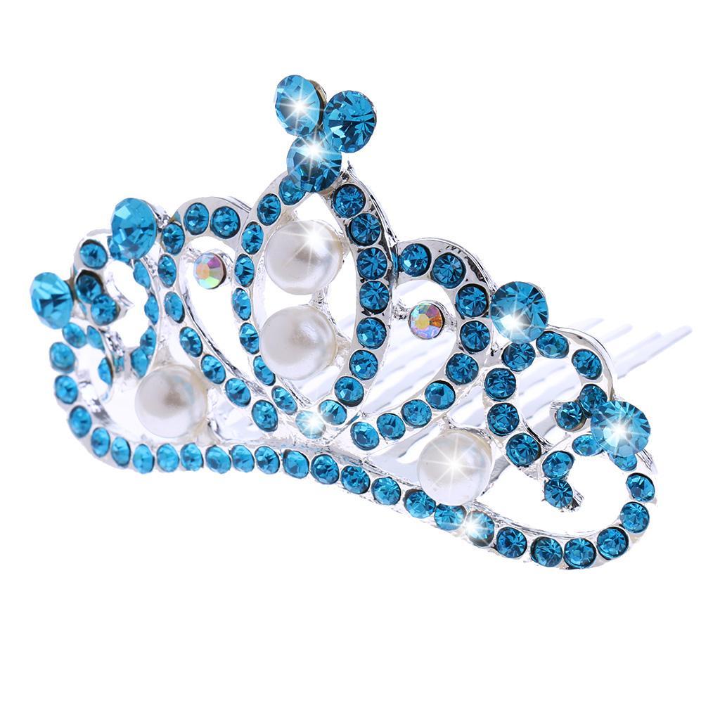 Shiny Crystal Pearls Side Crown Tiara Girls Woman Wedding Hair Accessories