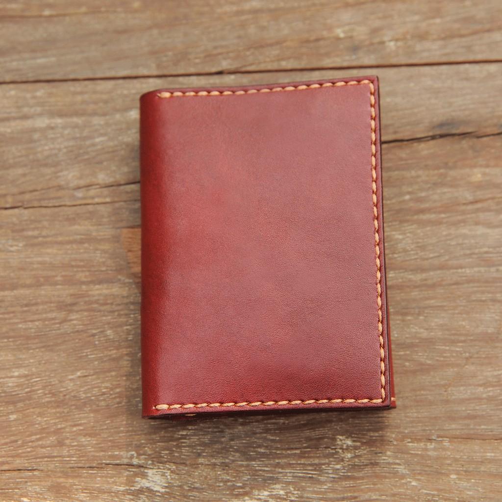 Ví nữ mini màu đỏ đô - Đồ da handmade - DT640