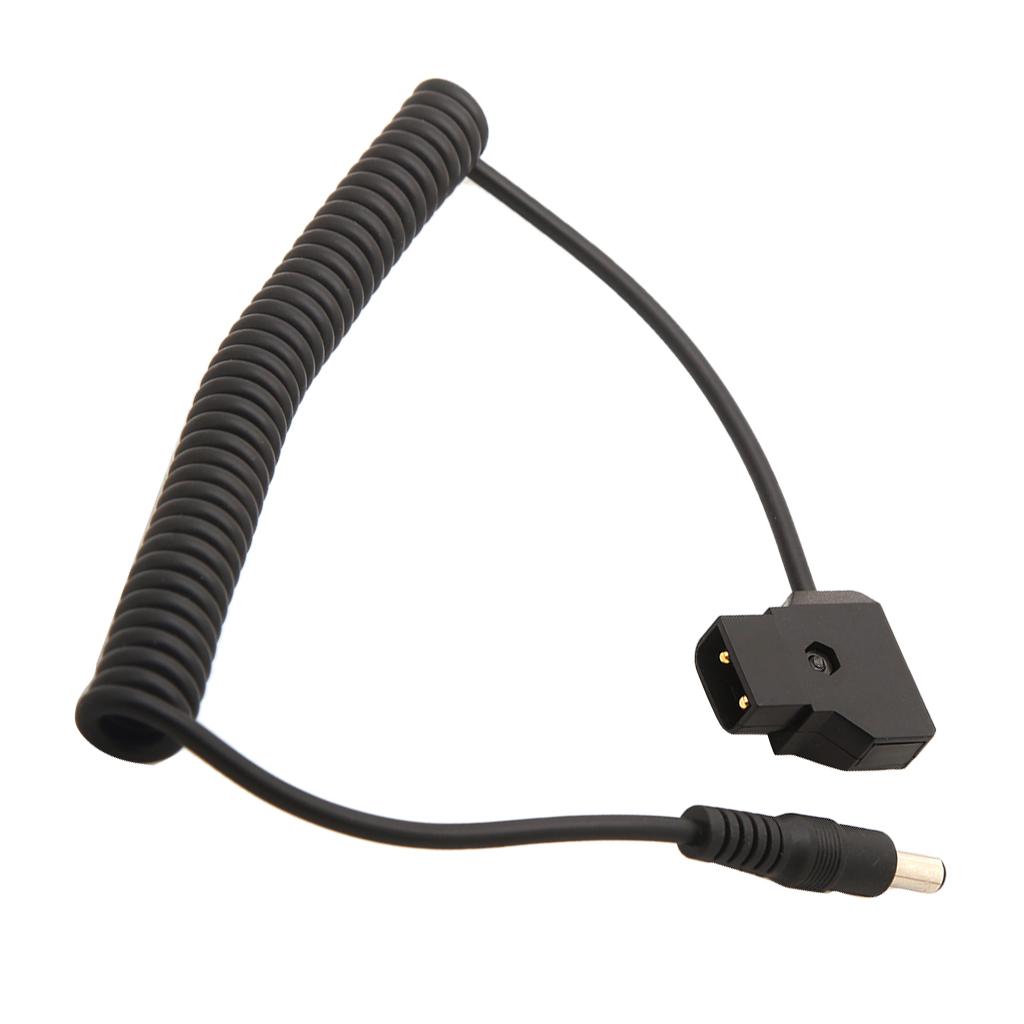 Coiled D-Tap Male to DC 5.5x2.5mm Cable for DSLR Power V-Mount Anton Battery