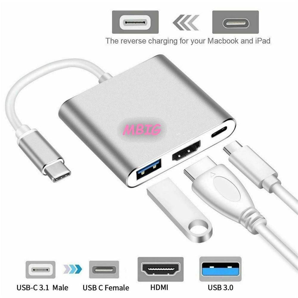 Cáp chuyển Type-C sang HDMI / VGA 4k /USB /Type C 3 trong 1 cho Macbook, iPad dùng trong trình chiếu