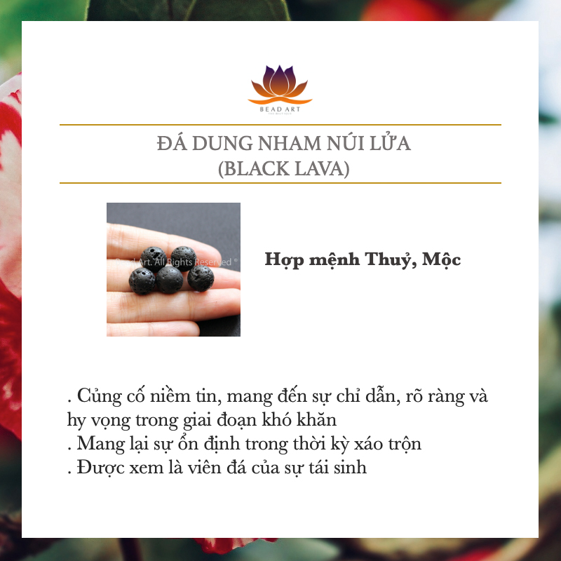 Vòng Tay 6MM Đá Dung Nham Núi Lửa Tự Nhiên, Black Lava, Mệnh Thuỷ, Mộc, Vòng Tay Phong Thuỷ, Chuỗi Hạt - Bead Art