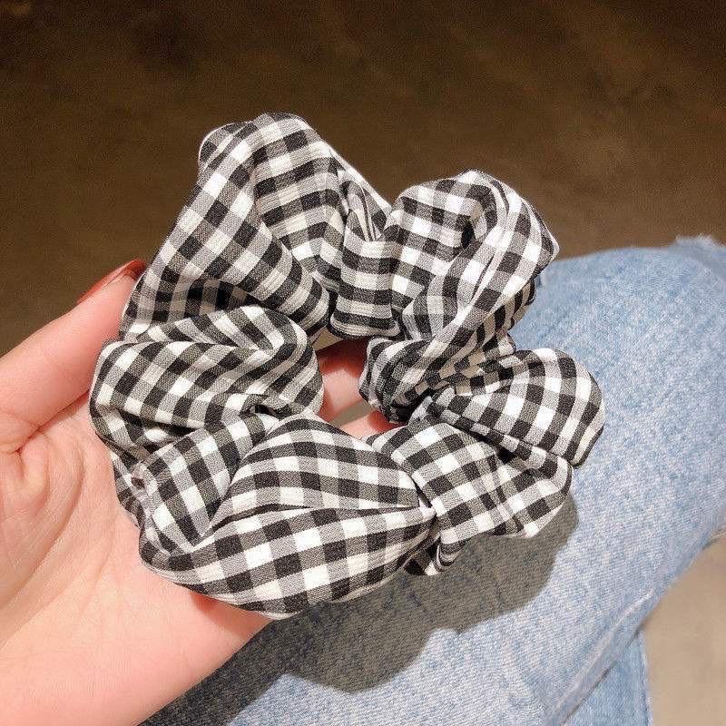 Dây Buộc Tóc Scrunchies Cột Tóc Caro Vải Đẹp Nhiều Màu Co Giãn Dễ Thương N08