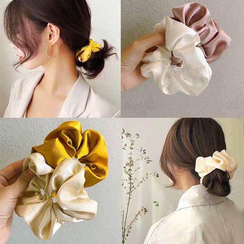 Scrunchies lụa cột tóc màu pastel trơn cao cấp iLita - Dây buộc tóc scrunchie set dễ thương sang trọng