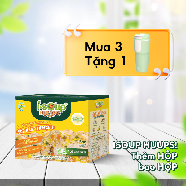 Súp Nấm Yến Mạch Ăn Liền ISOUP HUUPS Ngon,Dinh Dưỡng,Tiện Lợi (Hộp X 3 Viên) - Súp Ăn Liền Sấy Thăng Hoa