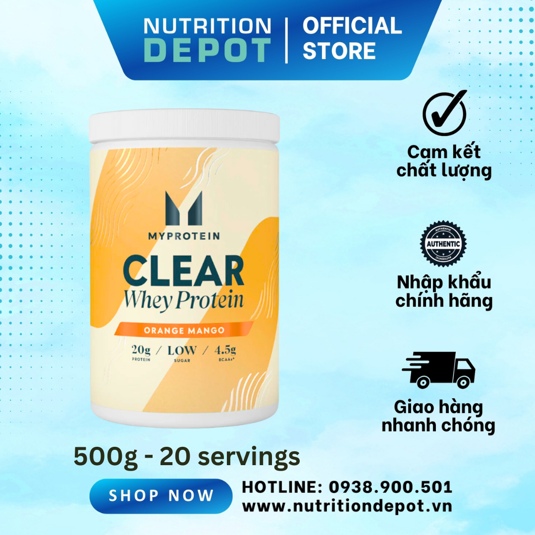 Sữa tăng cơ Clear Whey Isolate Myprotein vị nước trái cây siêu ngon 500g - Nutrition Depot Vietnam