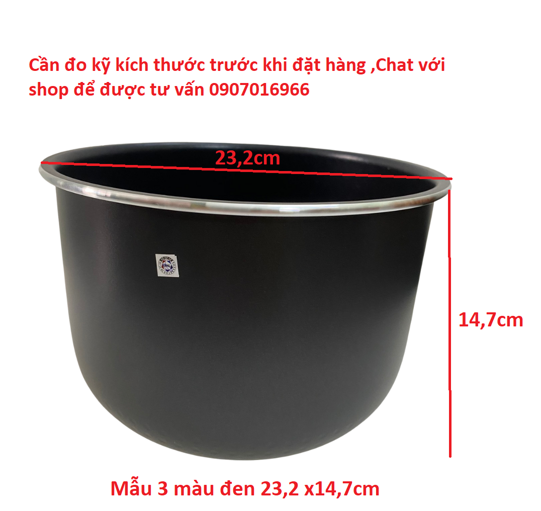 Lòng Nồi Cơm điện,Ruột Nồi Cơm điện 1.8L Màu Đen Kích thước 23,2x14,7 Lòng nồi thay thế Phù Hợp Cho Nồi 1.8L Phụ Kiện